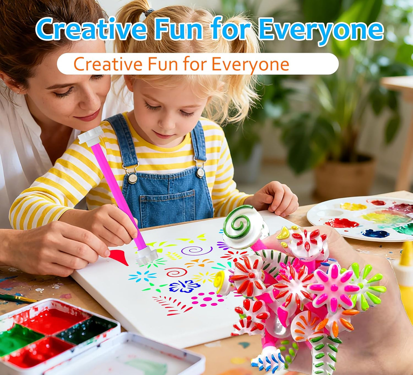 GEOCCI Flower Petal Tools for Dot Painting，50 Petal Shapes Dotting Tool，Mandala Dot Art Tools for Rocks，Embosssing Tools for Painting Dots （Pink）