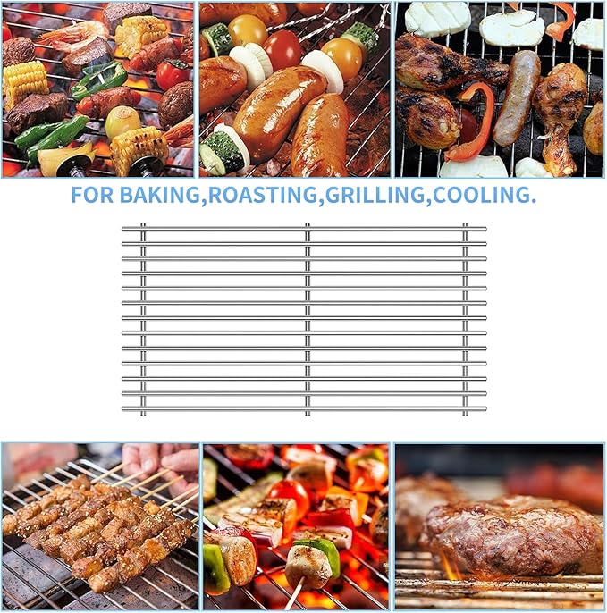 18 7/8" SUS304 9MM Cooking Grates for Weber Genesis II E210 Grill Grates for Weber Genesis II E-210 S-210 Genesis LX E240 S-240, 2-Pack Grill Grate for Weber 60004001 65004001 66801 66094