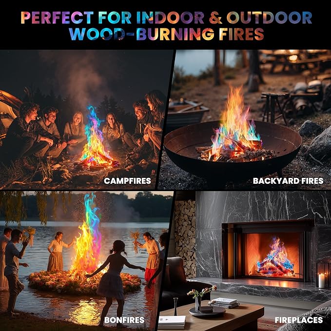Magical Flames Fire Color Packets (Ultimate 25 Pack), Vibrant Multi-Color Fire for Fire Pits, Campfires, Bonfires & Fireplaces - Camping Essentials & Outdoor Party Accessories