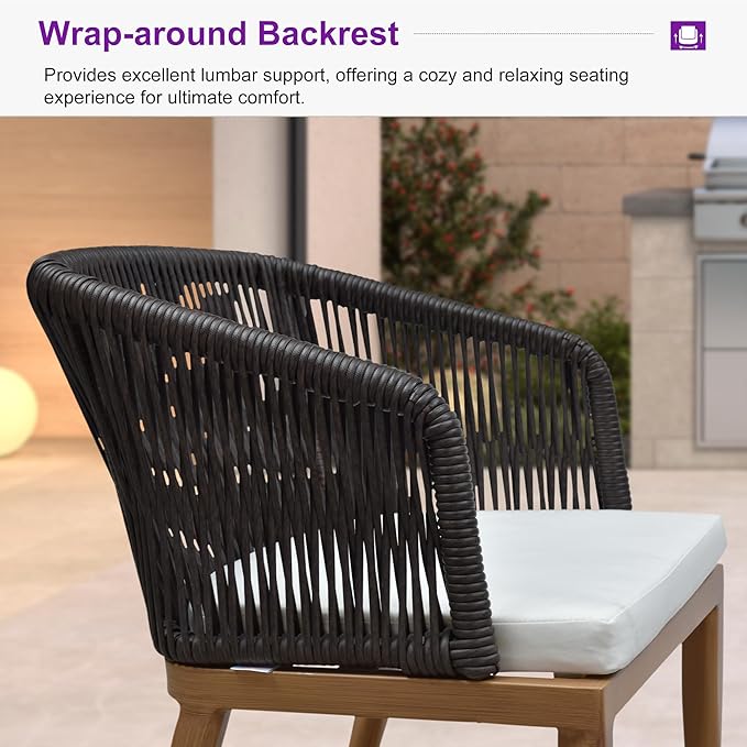 PURPLE LEAF Patio Dining Set 9 Pieces Furniture Set Aluminum Rattan Wicker Patio Table and Chairs Set for Lawn Backyard Teak