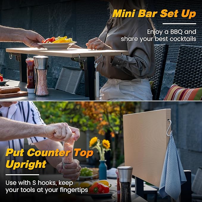 Sundale Outdoor Four-Shelf Grill Cart Table, Movable Stainless Metal Flattop Pizza Oven Multifunctional Work Prep-Table for Griddle BBQ Grills