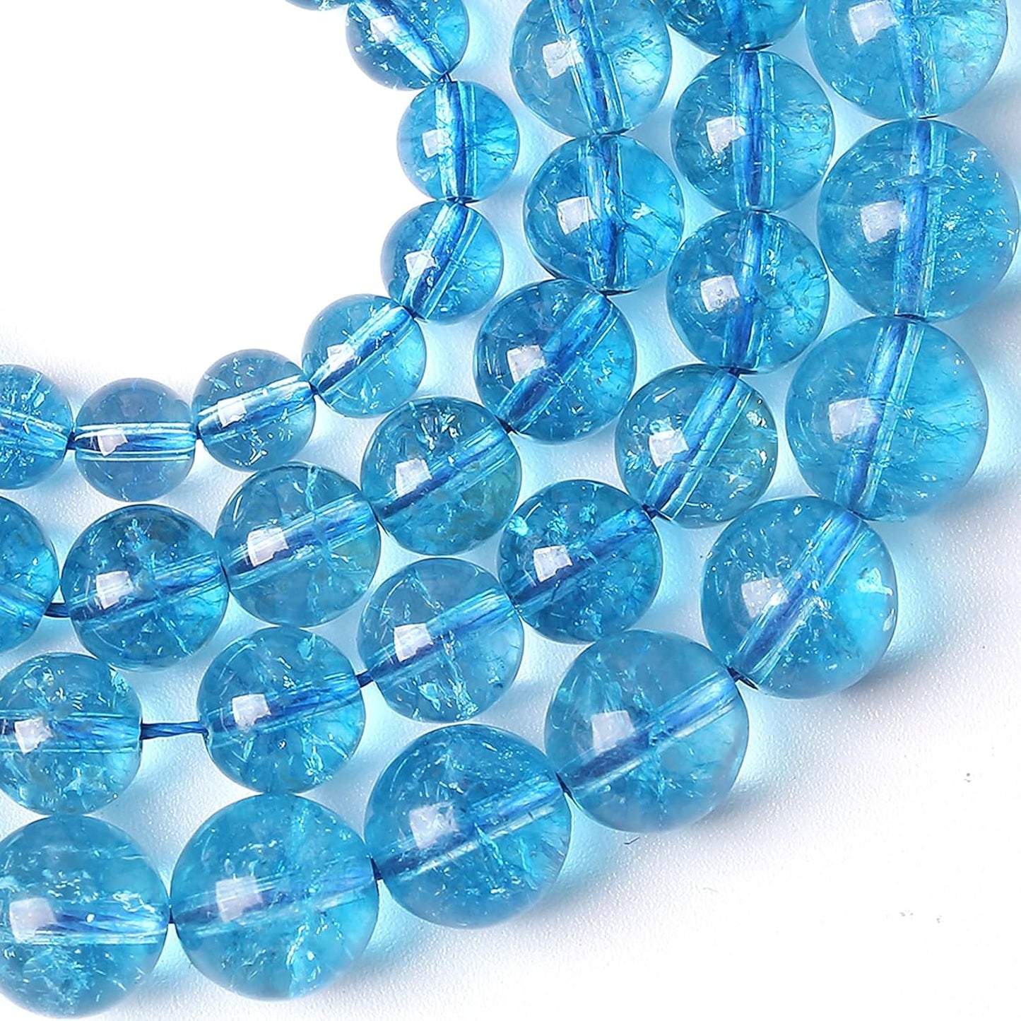 8MM Blue Crystal Quartz Beads Natural Gemstone Round Loose Stone Beads for Jewelry and Bracelets Making 90pcs 2 Strands 32"