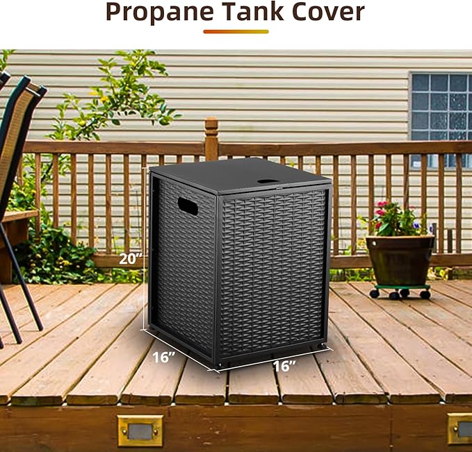 Outdoor Propane Tank Cover - 20 lbs Tank Side Table with Storage, Dual Function for Gas Fire Pit, Grill, Griddle & Stoves