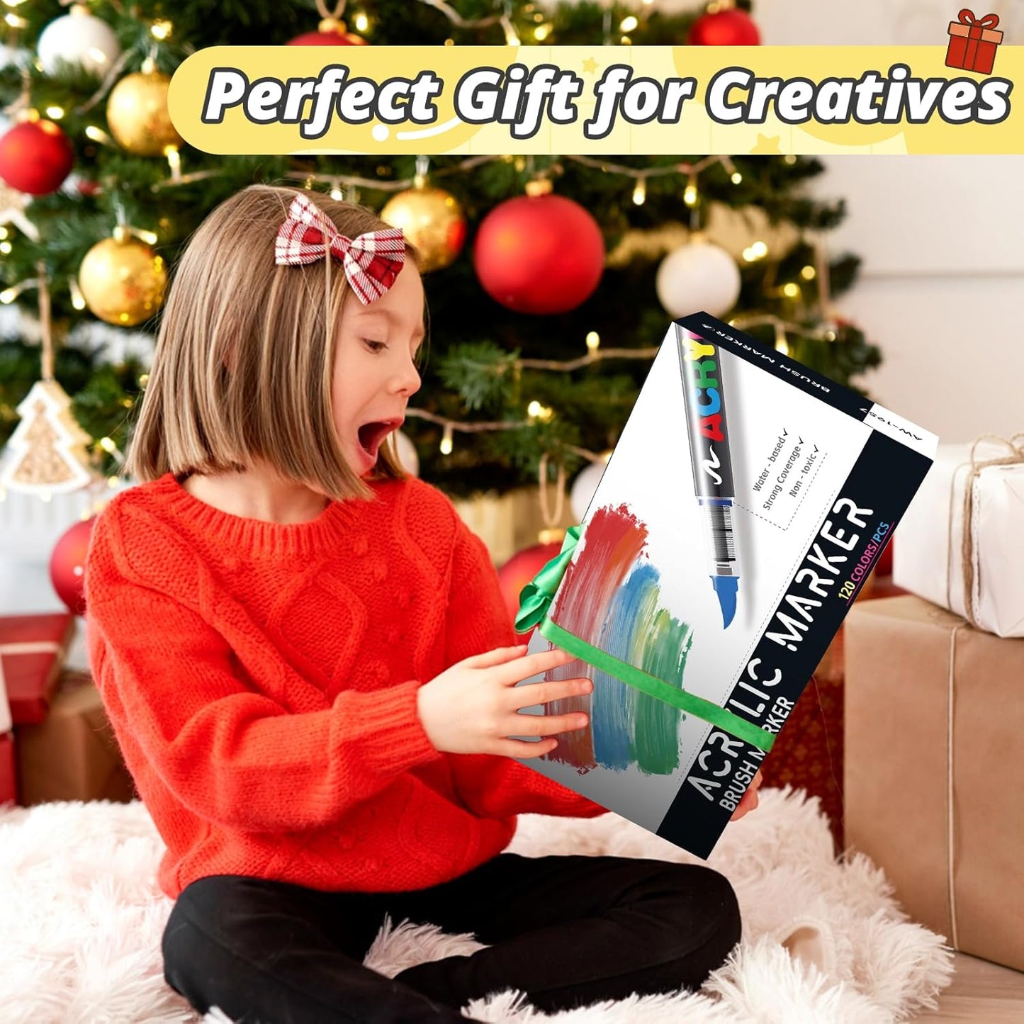 12 Colors Acrylic Paint Markers, Soft Brush Tip Pens with Direct Ink System for Rock, Wood, Fabric, Canvas, Glass, Waterproof Paint Pens for DIY Crafts, Kids & Artists