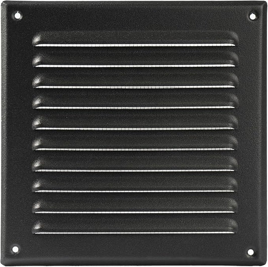 Vent Systems 6 x 6 Inch (Inner) Black Vent Cover - Square Metal HVAC Return Air Grille with Mesh Screen - Register Wall Vent Duct Grill - Outdoor, Indoor, Crawlspace - Exhaust Ventilation Grill