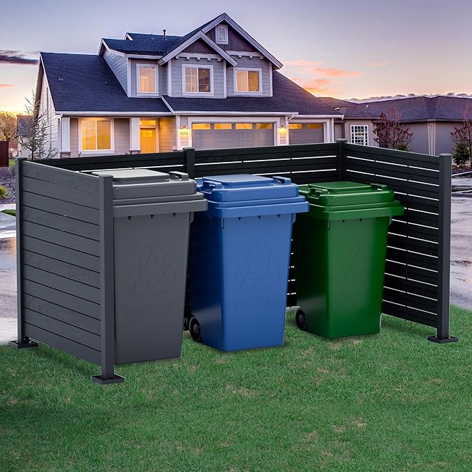 Kozyard 50" W x 48" H Outdoor Privacy Screens Aluminum Post, Air Conditioner Fence Panels, Pool Equipment Enclosure, Trash Can Screens Fence Kit for Outside Backyard Patio 4Panels