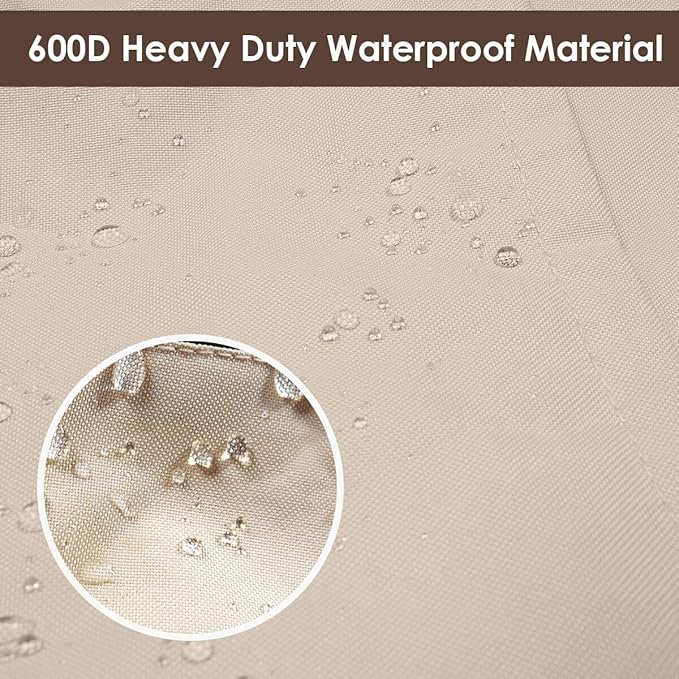 Vailge Round Patio Furniture Covers, 100% Waterproof Outdoor Table Chair Set Covers, Anti-Fading Cover for Outdoor Furniture Set, UV Resistant (Beige&brown, 96"DIAx28"H)