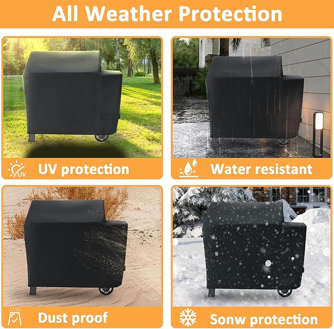 Grill Cover for Weber Searwood XL 600 Pellet Series, Waterproof Smoker Cover for Weber Grills Searwood 600 XL Pellet 3400146 Models, 600D Pellet Cover Replacement for Searwood 600 XL Cover
