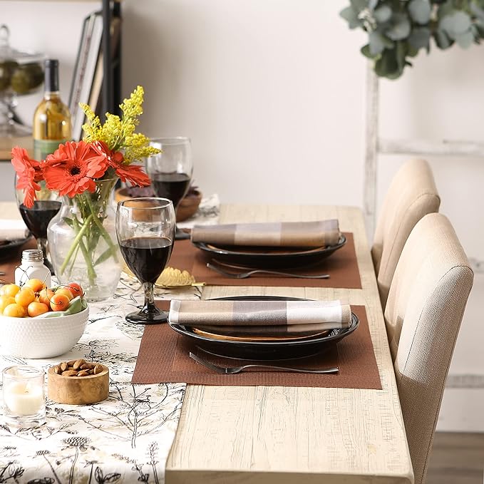 DII PVC Tabletop Collection Woven Indoor/Outdoor, Placemat Set, 13x17.25, Cinnamon, 6 Piece