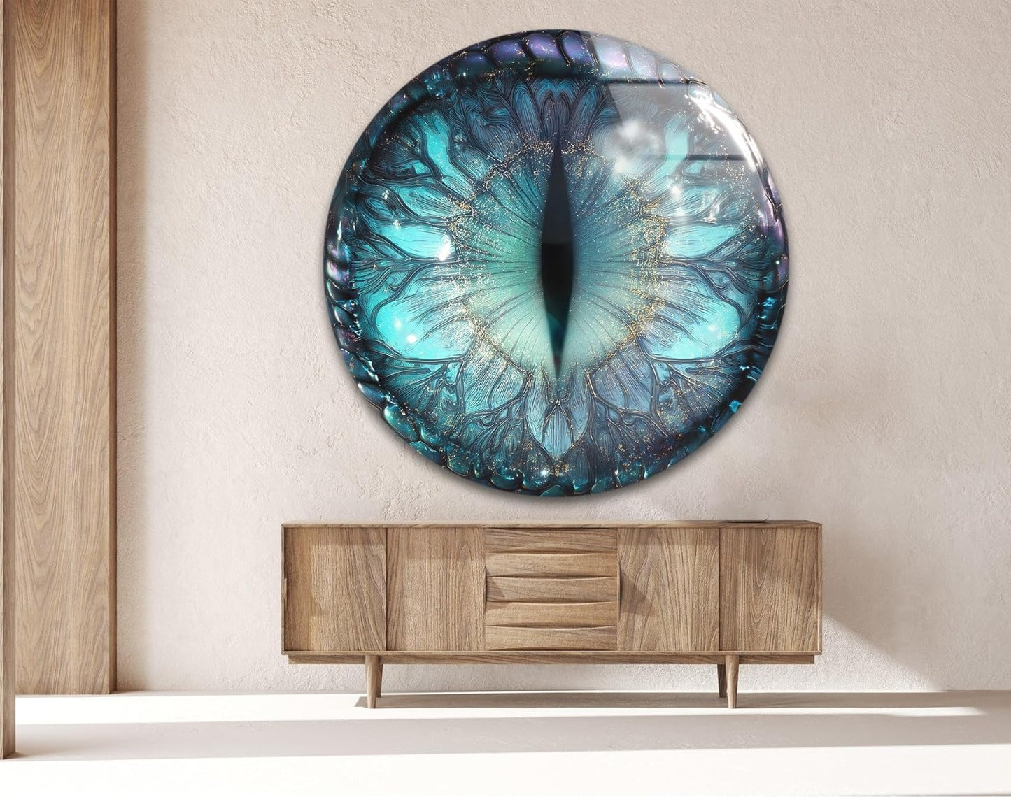 My Photostation.com 31.5''(80cm) Diameter Mystical Dragon Eye Round Glass Wall Art Tempered Glass Printing Wall Decor Large Wall Art Wall Hangings