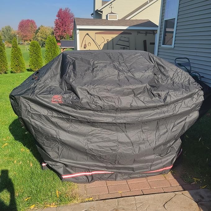 Turtle Life BBQ Grill Cover, 76-83 Inch Adjustable Heavy Duty Waterproof 6 or More Burner Barbecue Gas Grill Covers for Weber Summit Series Royal Gourmet MG Series, Black