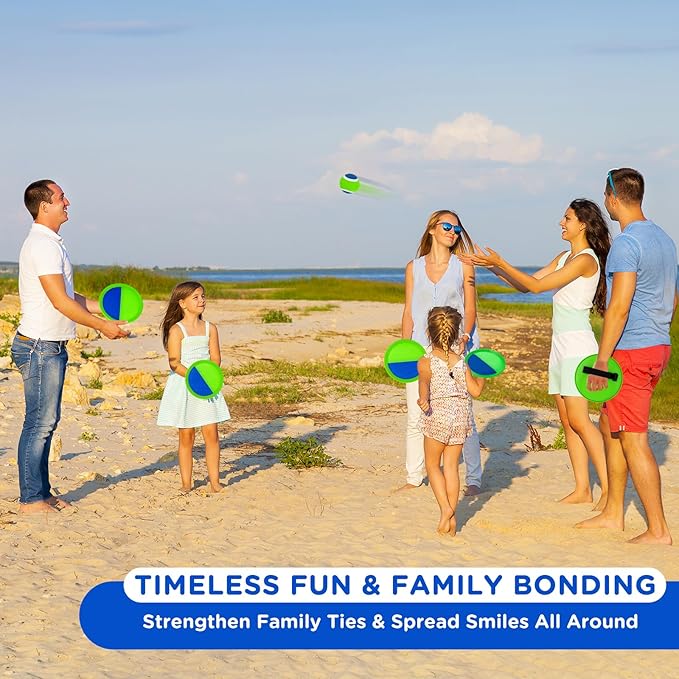 Ayeboovi Toss and Catch Ball Set Outdoor Yard Beach Pool Toys Games for Kids Family Sports 8 Paddles 4 Balls for Toddlers Boys Girls Ages 3-12 Boys Girls Birthday