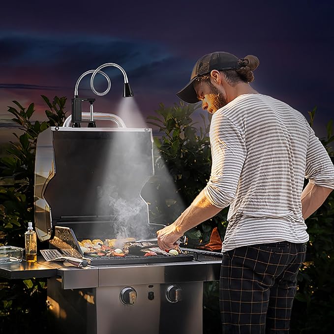 BBQ Grill Lights Magnetic Base Super-Bright LED Lights-360 Degree Flexible Gooseneck, Weather Resistant, Task Lighting Barbecue Grilling Gifts for Men Dad Husband (Black, 1 Pack)