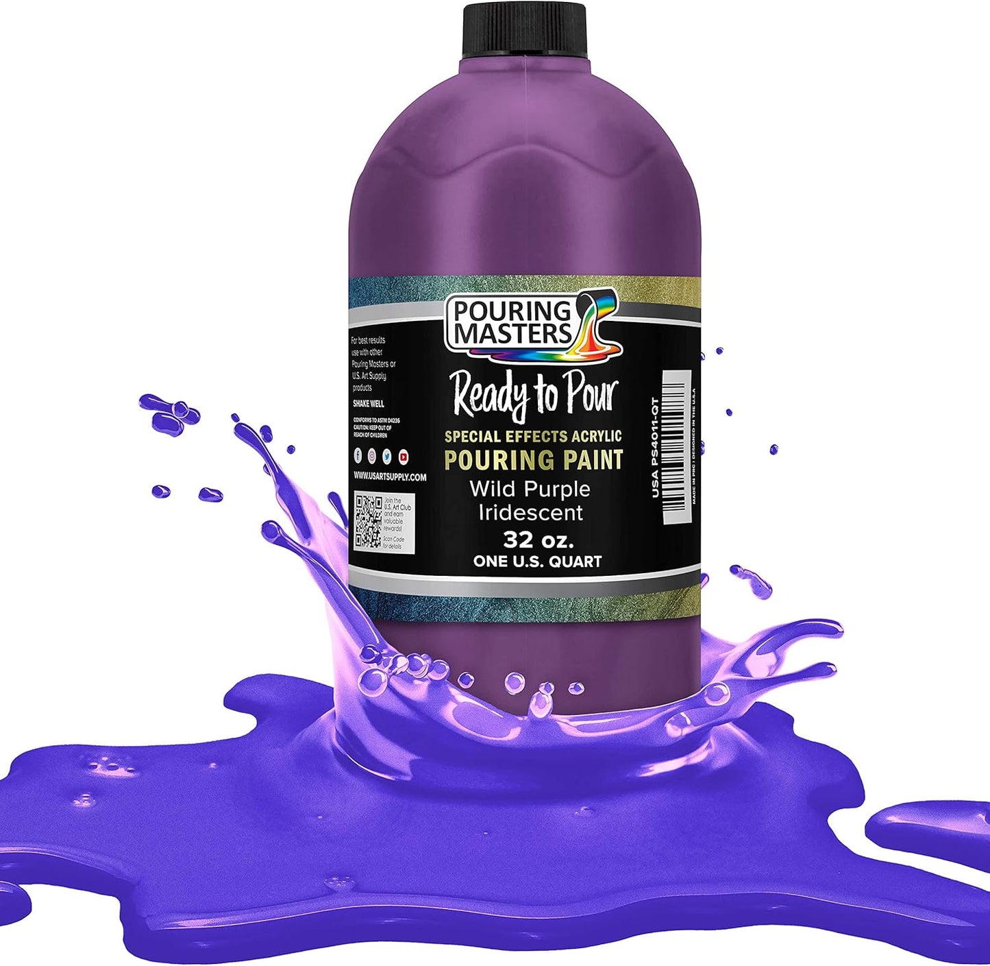 Pouring Masters Wild Purple Iridescent Special Effectsr Acrylic Pouring Paint - Premium 32-Ounce Pre-Mixed Fluid Acrylic Paint - Fluid Art Supplies for Canvas, Wood, Paper, Tile & Rocks