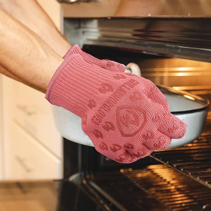 Grill Armor Oven Gloves – 932°F Heat, Fire & Cut Resistant Mitts for BBQ, Grill, Cooking, Grilling, Baking, Smoker & Fire Pit