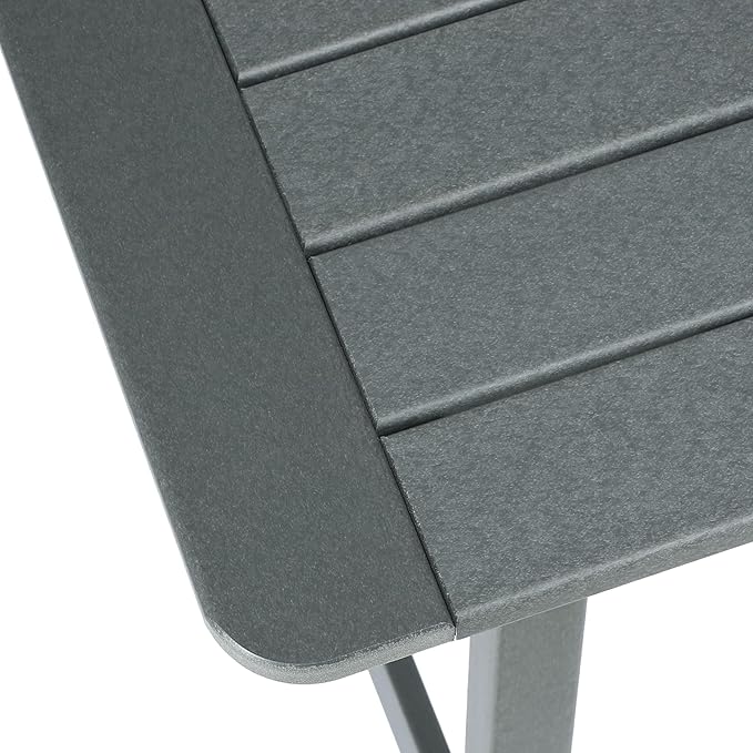 Costaelm Outdoor Bar Table, 37" Counter Height Square Patio Cocktail Bar Table with Umbrella Hole, Patio Bistro Dining Pub Table for Front Porch Deck Backyard Garden, Gray