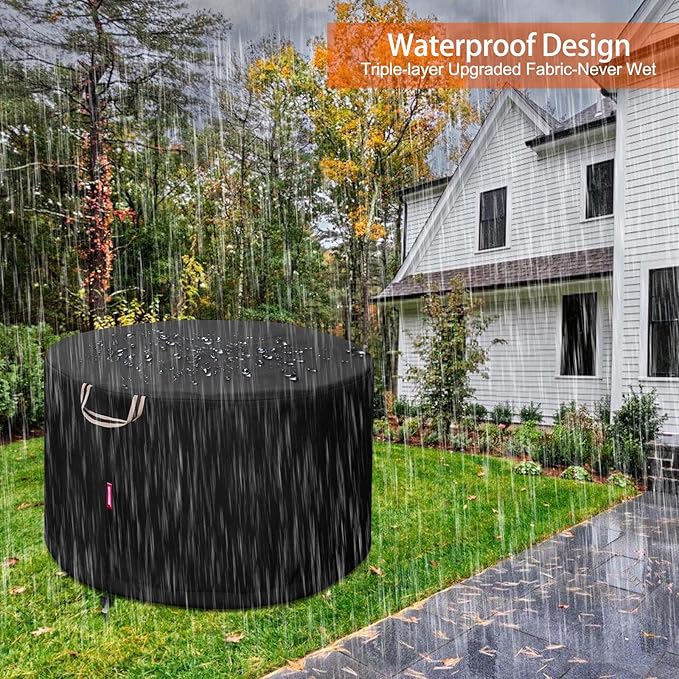 QH.HOME Fire Pit Cover Round for Solo Stove Bonfire 22", Waterproof Smokeless Fire Pit Cover, 600D Strong Tear Resistant, Fits for Gas/Table/Bowl Fire pits - 23" D X 16" H