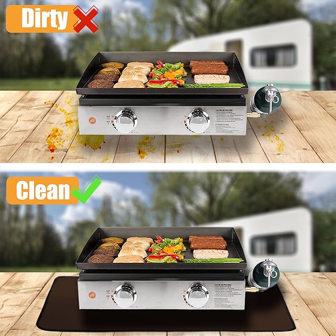 Coffee 25x19.5 Inches Heat Resistant Blackstone Griddle Mat, Air Fryer & Indoor Fireplace Protector (0.04in Thickness)