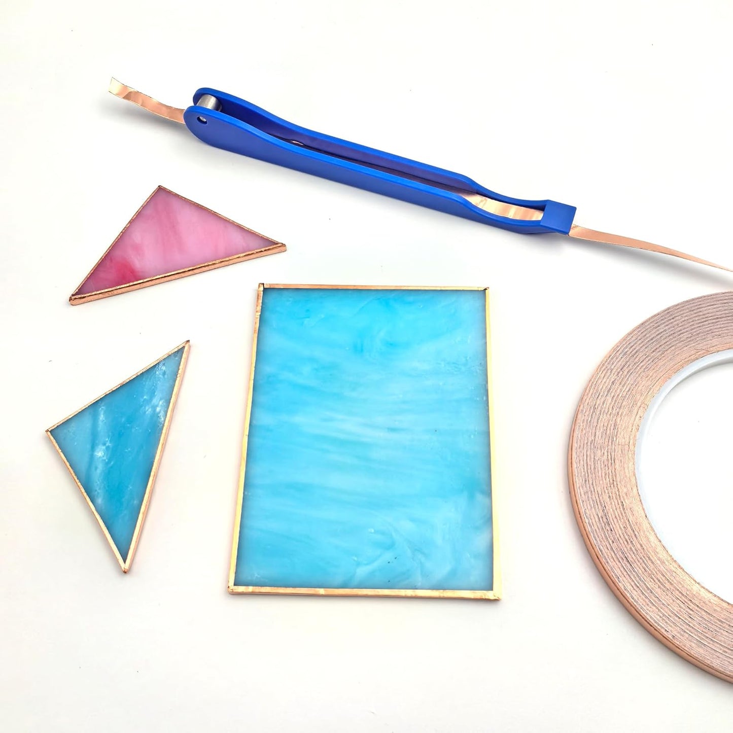 1/4 Inch Silver Backed Copper Foil for Stained Glass, 1.5 Mil Thick, 36 Yards 2 Rolls, with Copper Foil Hand Foiler