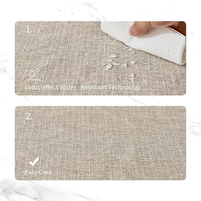 BALCONY & FALCON Placemats Set of 4 Faux Linen Cloth Place Mats Washable Waterproof Wrinkle Resistant Table Placemats for Dining Kitchen Farmhouse Indoor & Outdoor Use(Beige, 13.8”x 17.7”