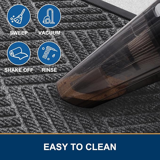 Smiry Front Door Mat Outside Entrance, Heavy Duty Outdoor Indoor Natural Rubber Doormat, Non Slip, Trap Dirt and Moisture, Easy Clean, Low Profile Patio Porch Entryway Mat, 35x23, Light Grey