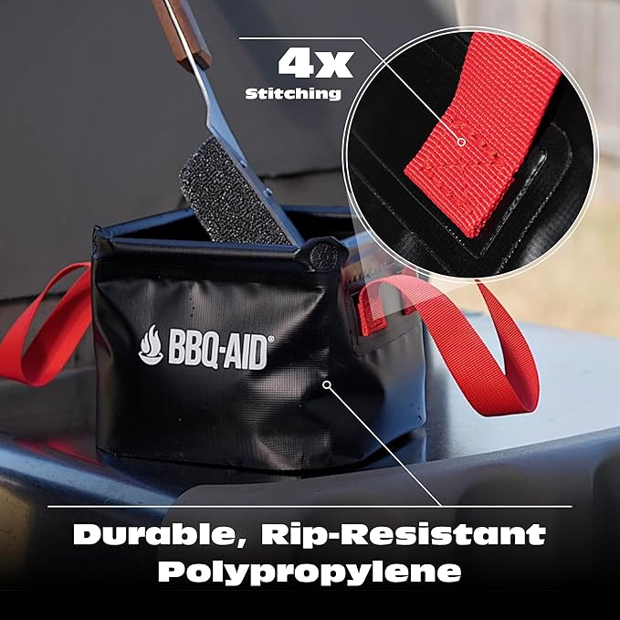 BBQ-AID Collapsible Dunk Basin – Durable Tank for Stainless-Steel Grates and Steam Grills - Perfect Partner for BBQ-AID Bristle Free Grill Brush (Basin Only)