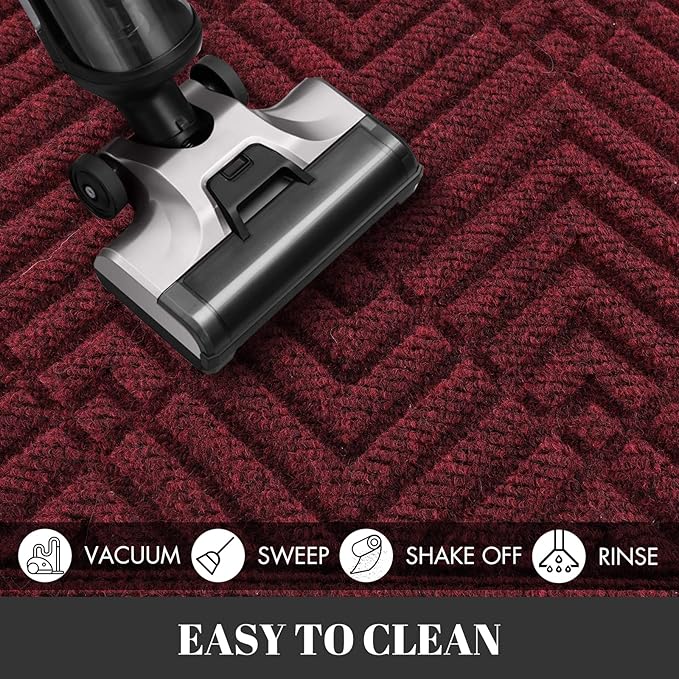 Yimobra Door Mats Outdoor 29.5x17, All-Season Waterproof Outdoor Mats for Front Door Entrance with Drainage Holes, Heavy Duty Non-Slip Doormat for Garage Patio Entryway Indoor, Red
