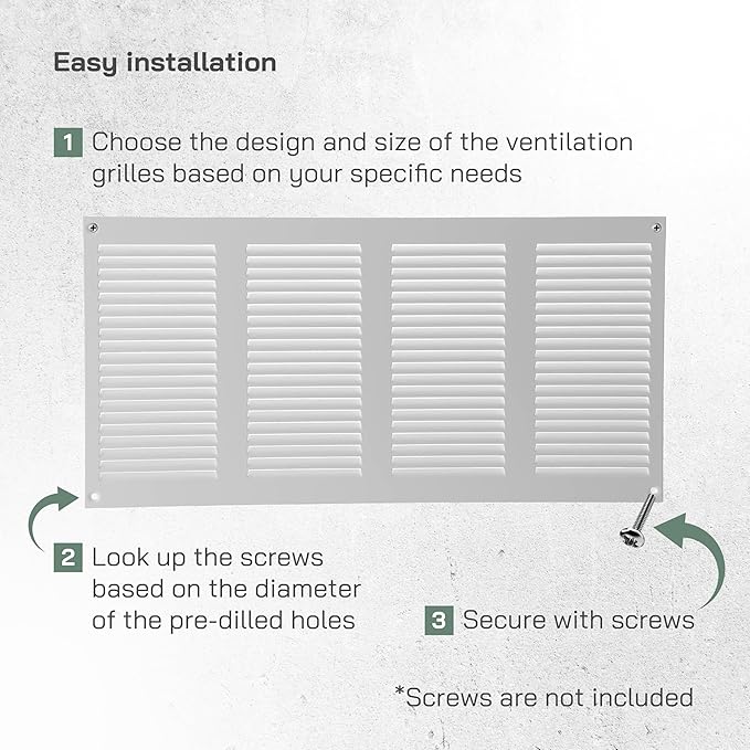 Vent Systems 16" x 8" Inch (Overall Dimensions) Pack of 10 - White - Air Vent Cover Metal Air Return Grill with Built-in Pest Guard Screen HVAC Vent Duct Cover for Home Improvement