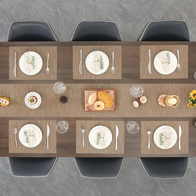 Myir JUN Table Runner, Vinyl Table Runner Indoor 55 Inch Long Arbitrarily Cropped Runner for Table Heatproof for Home Party (Light Brown, 12 x 55 inch)