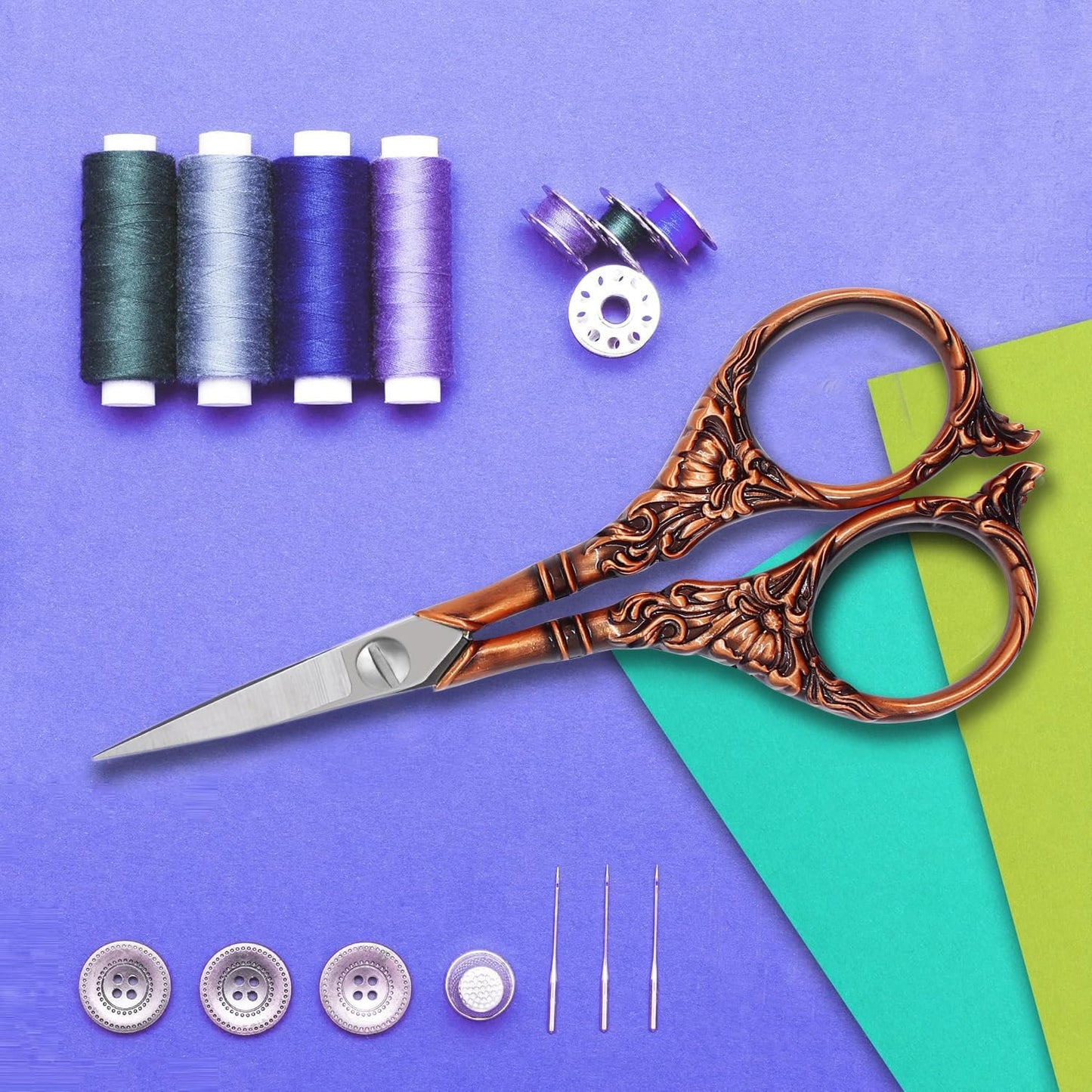 BIHRTC 4.5Inch Vintage Crochet Embroidery Scissors Small Sharp Pointed Stainless Steel Scissors for Sewing Craft Needwork Needpoint Artwork DIY Tool Scissor Bronze Scissor