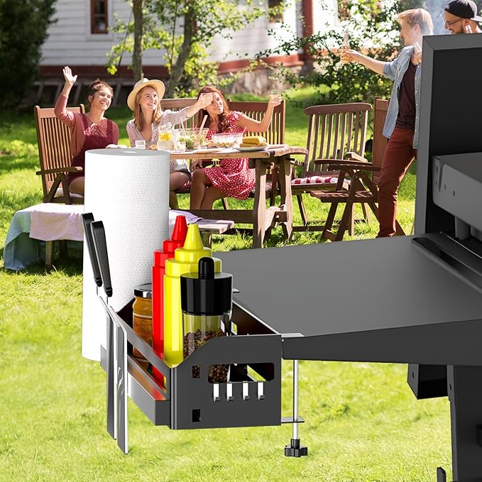 Griddle Caddy for Blackstone Griddles 17"/22"/28"/36"/Prep Cart, Space Saving Blackstone Griddle Accessories, BBQ Grill Storage Organizer with Magnetic Tool Holder & Paper Towel Holder & J-Hooks
