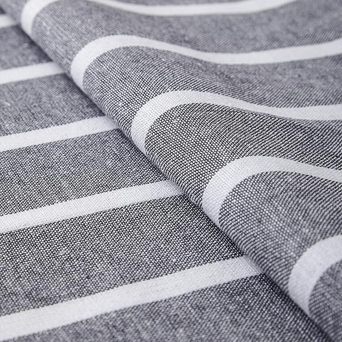 Encasa XO Cotton Dining Table Runner | Roma Grey Stripes | Size 13x72 in - Machine Washable & Durable