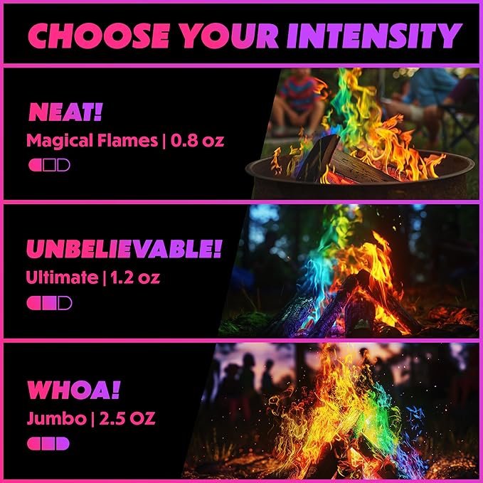 Magical Flames Fire Color Packets (5 Pack), Vibrant Multi-Color Fire for Fire Pits, Campfires, Bonfires & Fireplaces - Camping Essentials & Outdoor Party Accessories