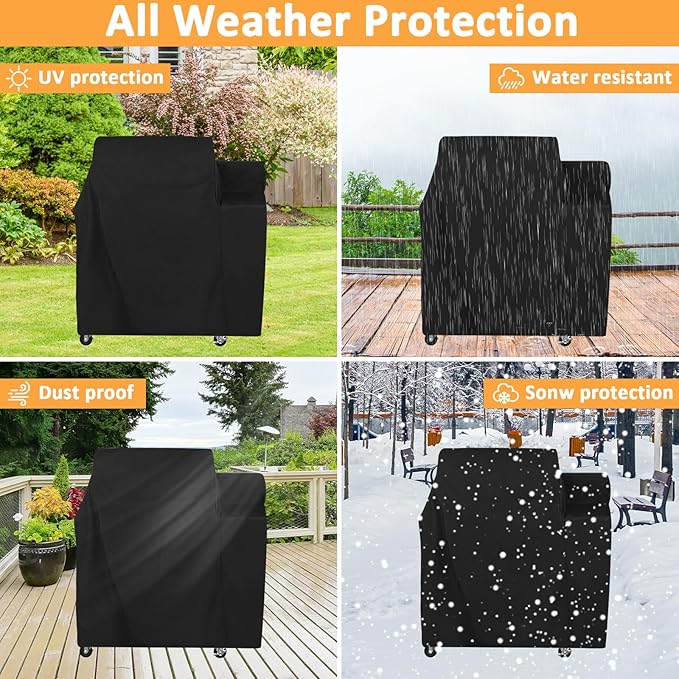 Grill Cover for Weber Smokefire EX4 Pellet Grill Replacement 7190 Cover, Waterproof Full-Length Cover for Weber 24 Inch Grills Smoke Firewood Pellet Grill 22510001 Models, 59 Inch Outdoor BBQ Cover