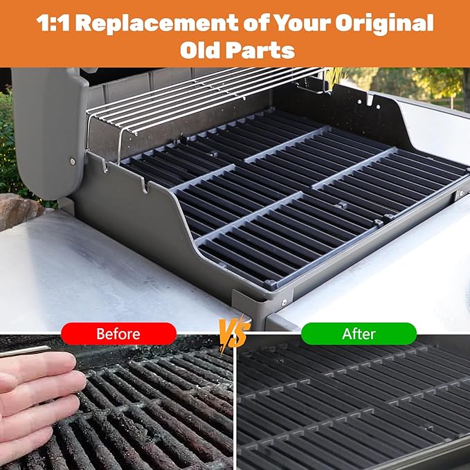 7638 Grill Grates for Weber Spirit I & II 300 Series, 17.5" Cast Iron Grates Replacement Parts for Weber E-310 E-330 S-310 S-315 Spirit 700 Genesis 1000-3500 Genesis Silver/Gold B & C, 2 Pack