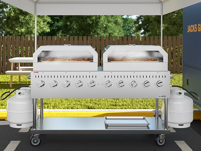 72 in. Commercial Outdoor Propane Gas Grill with Two 36 in. Pizza Ovens in Stainless-Steel, ETL Listed (CGKIT7-P36P36)