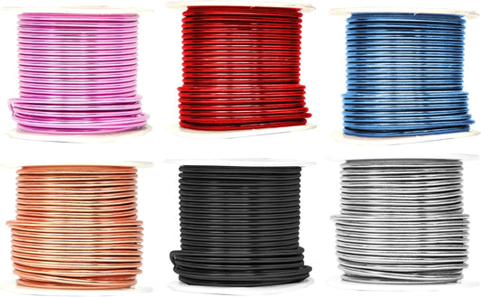 Mandala Crafts 12 Gauge Anodized Aluminum Craft Wire for Jewelry Making - 276 FT Colored Flexible Silver Copper Black Pink Ice Blue Red Wire - Bendable for Bonsai Armature Crafting Sculpting