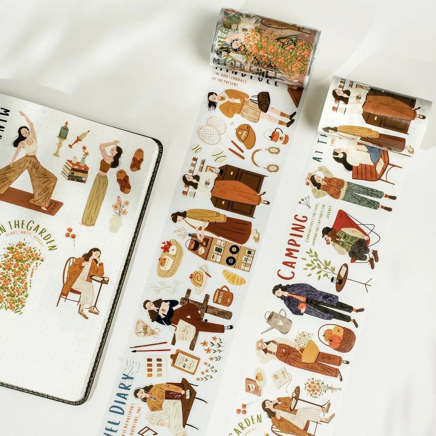 WT Pre-Cut Planner's Day 2 Washi Tape, Single Roll, Original Designs, Decorative Masking Tape for Journals, Planners, Scrapbooking, DIY Paper Projects