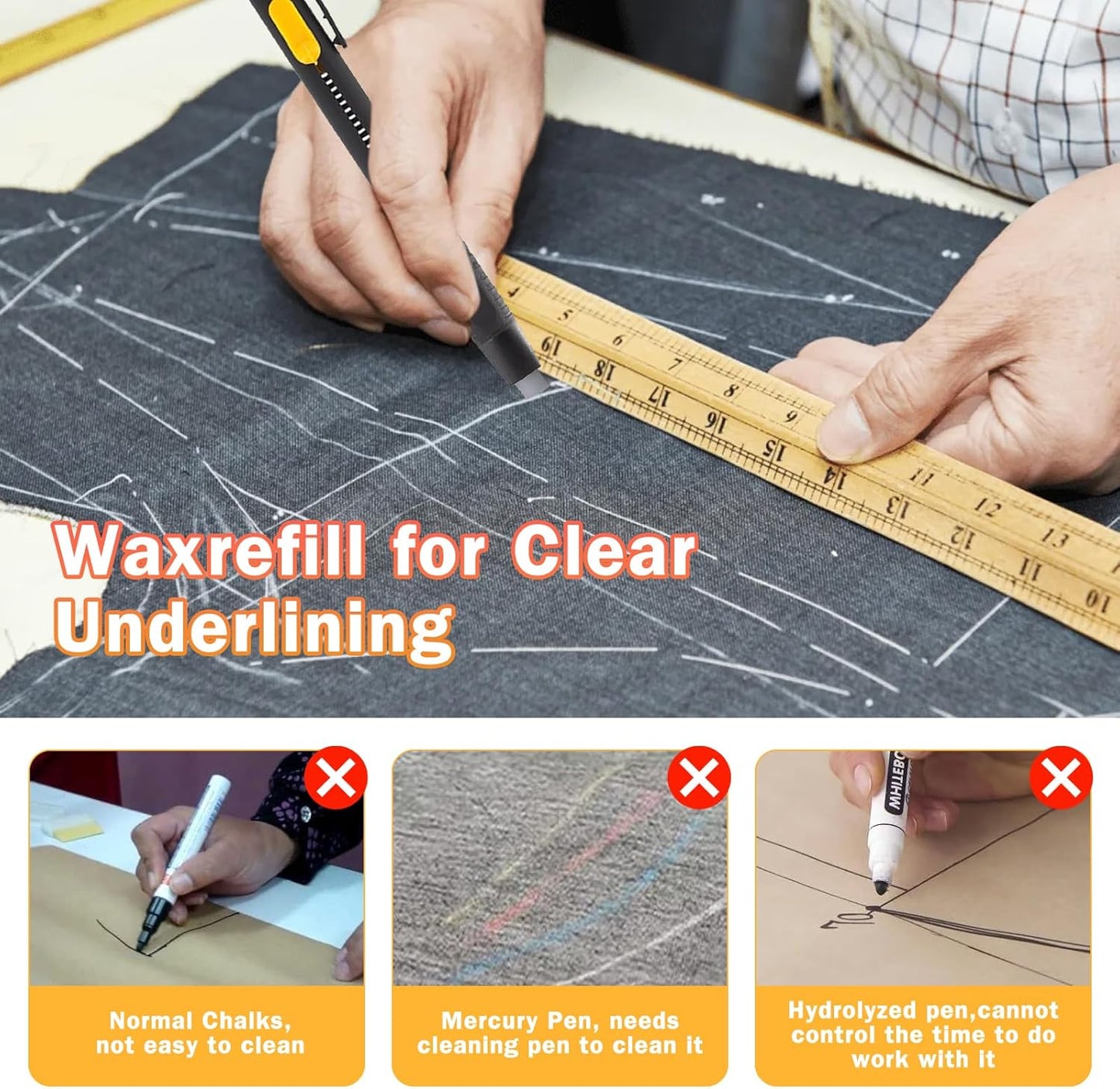 Heat Erasable Fabric Marker for Sewing,Sewing Chalk DIY Markers Pen for Quilting, Embroidery,Washable Erasable Replaceable Refill Marker Pen, Suitable for Cotton, Knitted Fabrics(1Pen+20Refills)