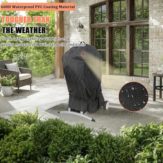 Grill Cover for Charbroil Electric/Gas Patio Bistro, Heavy Duty 600D Waterproof Outdoor Grill Covers for Char Broil Patio Bistro 240 BBQ Grill Accessories