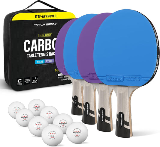 PRO SPIN Ping Pong Paddles - Professional Level Table Tennis Rackets with Carbon Fiber for Superior Control | 7-Ply Blade, Premium Rubber, 2.0mm Sponge | Includes Protector Case