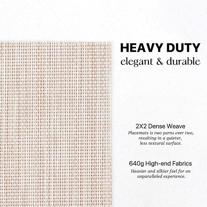 LEXMORE Placemats Set of 4 Vinyl/Plastic Woven Place Mats for Kitchen Table Indoor/Outdoor Washable Placemat Wipeable Dining Table Mats(Beige)