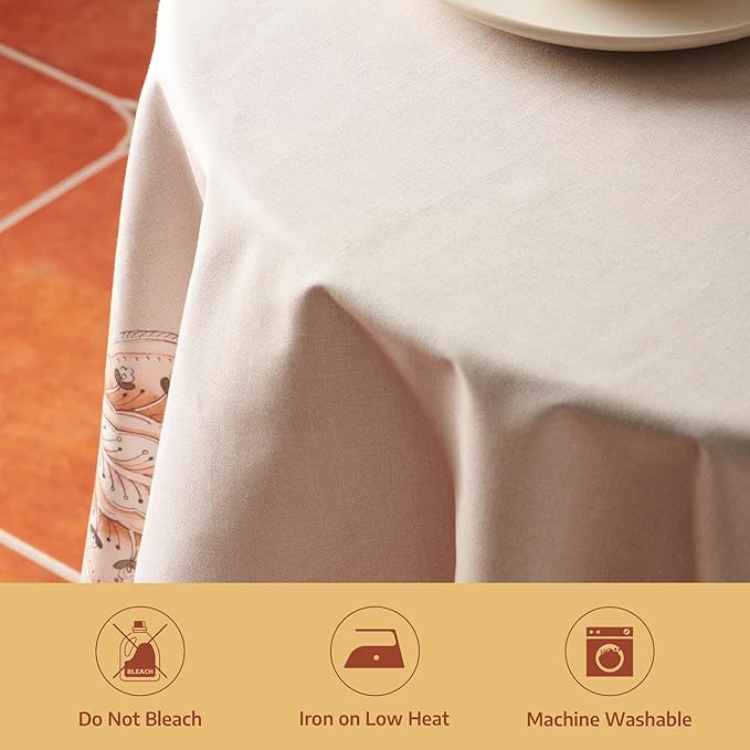 Maison d'Hermine Premium Table Cloth Round Table 100% Cotton 70 Inches Tablecloth Reusable Decorative Everyday Use for Dining Room, Farmhouse, Home, Party, Festive & Wedding - Society Florals