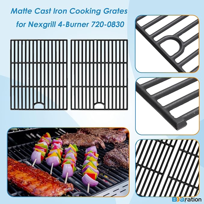 Replacement Parts for Nexgrill 4-Burner 720-0830 720-0830H 720-0830A 720-0830HR 720-0830T, Cooking Grate, Heat Shield and Burner Kit for Nexgrill Replacement Parts 4-Burner