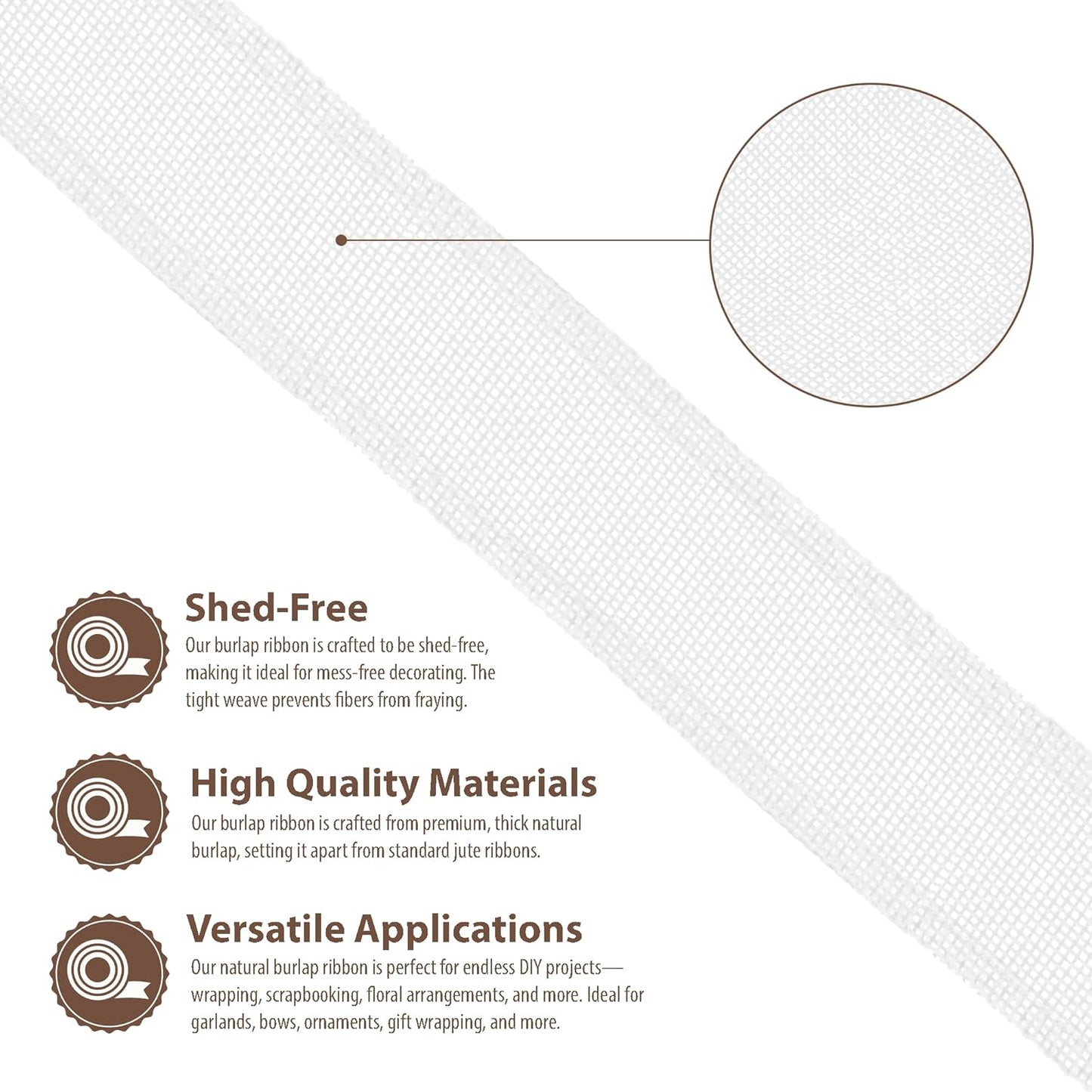 Mandala Crafts White Burlap Ribbon 1.5 Inches Wide Jute Ribbons for Crafts - 20 Yds Roll Rustic Burlap Wrap Trim Ribbons for Wreaths Bows Wedding Party Decoration