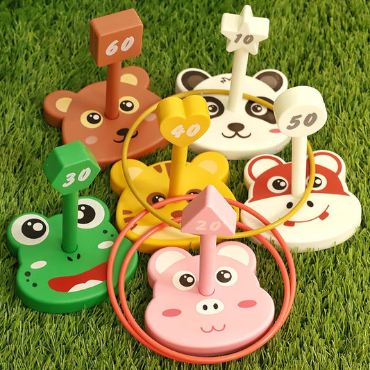 Animal Ring Toss Game Toy Set for Kids, 6 Targets Stands & 36 Rings Combo, Indoor Outdoor Party Yard Family Adults Activity, Birthday Present for Toddlers Boys Girls Child Ages 3+