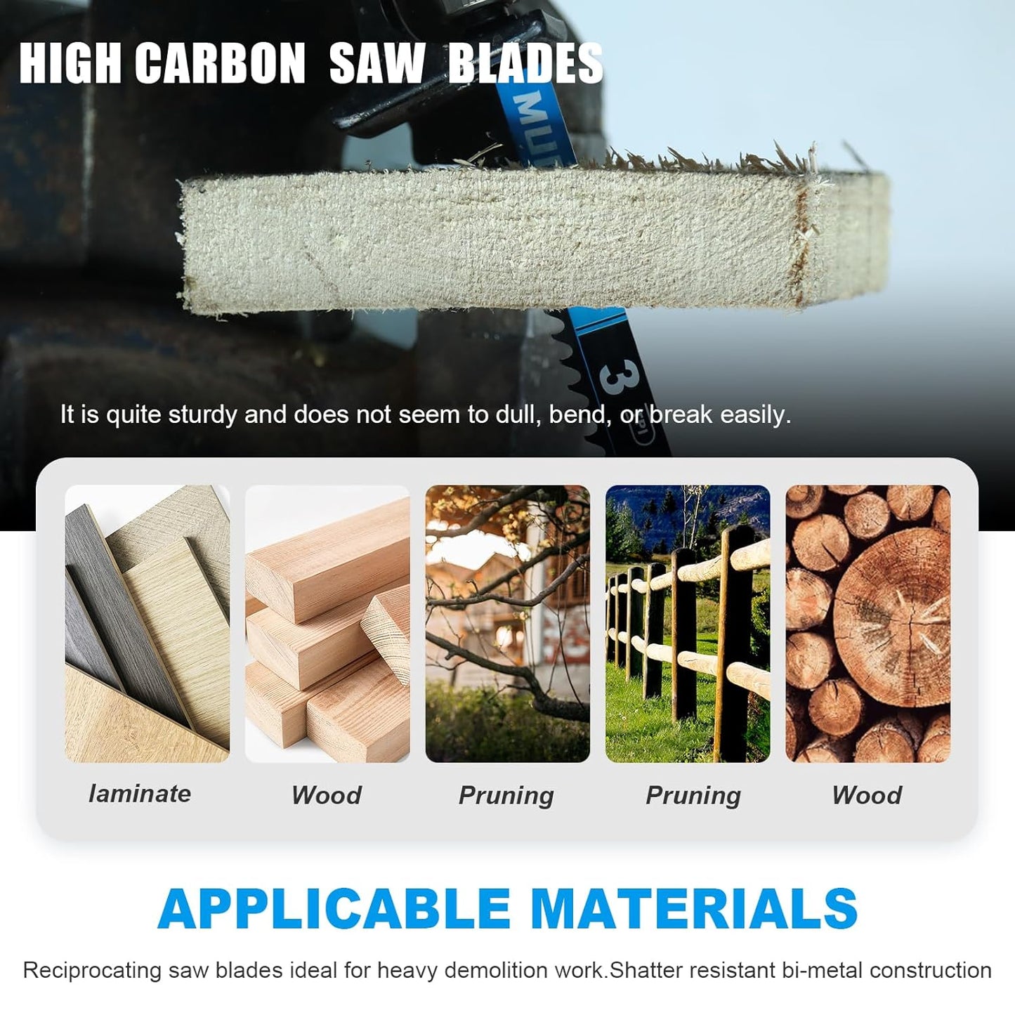 1 Pack 12 inch Reciprocating Saw Blades Set，3 TPI High Carbon Saw Blades for Wood Cutting，Saw Blades with Organizer Case (1, 3T/12inch)