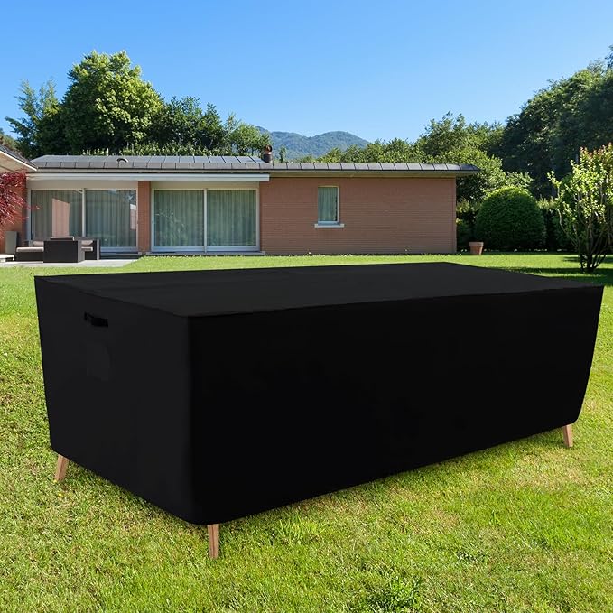 Tempera Patio Furniture Covers,Outdoor Table And Chair Covers Waterproof, Outdoor Dining Set Cover,Heavy Duty Rectangle Patio Furniture Cover,96''L x 96''W x 27.8''H,Black