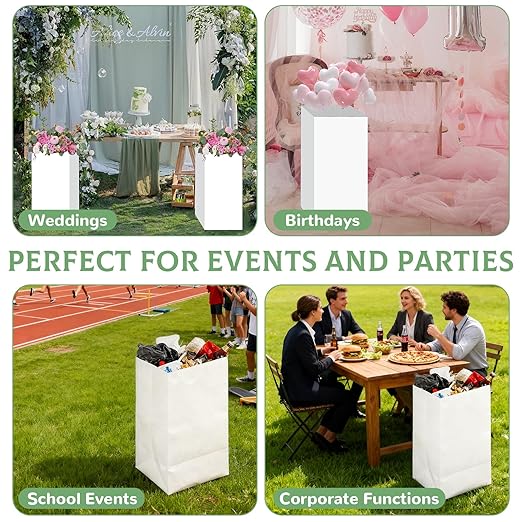 8 Pack 30 Gallon Disposable Trash Cans for Parties, Large Portable Self-Standing Garbage Bins, Foldable Garbage Recycling Boxes, Cardboard Trash Cans for Events and Weddings Outdoor Indoor