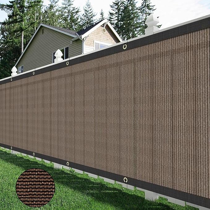 AYOHA 4' x 112' Privacy Fence Screen Fabric Mesh Shade Net Cover, Heavy Duty 160 GSM Privacy Barrier for Chain Link Fence, 90% Privacy Blockage, Excellent Airflow, Cable Zip Ties Included, Brown